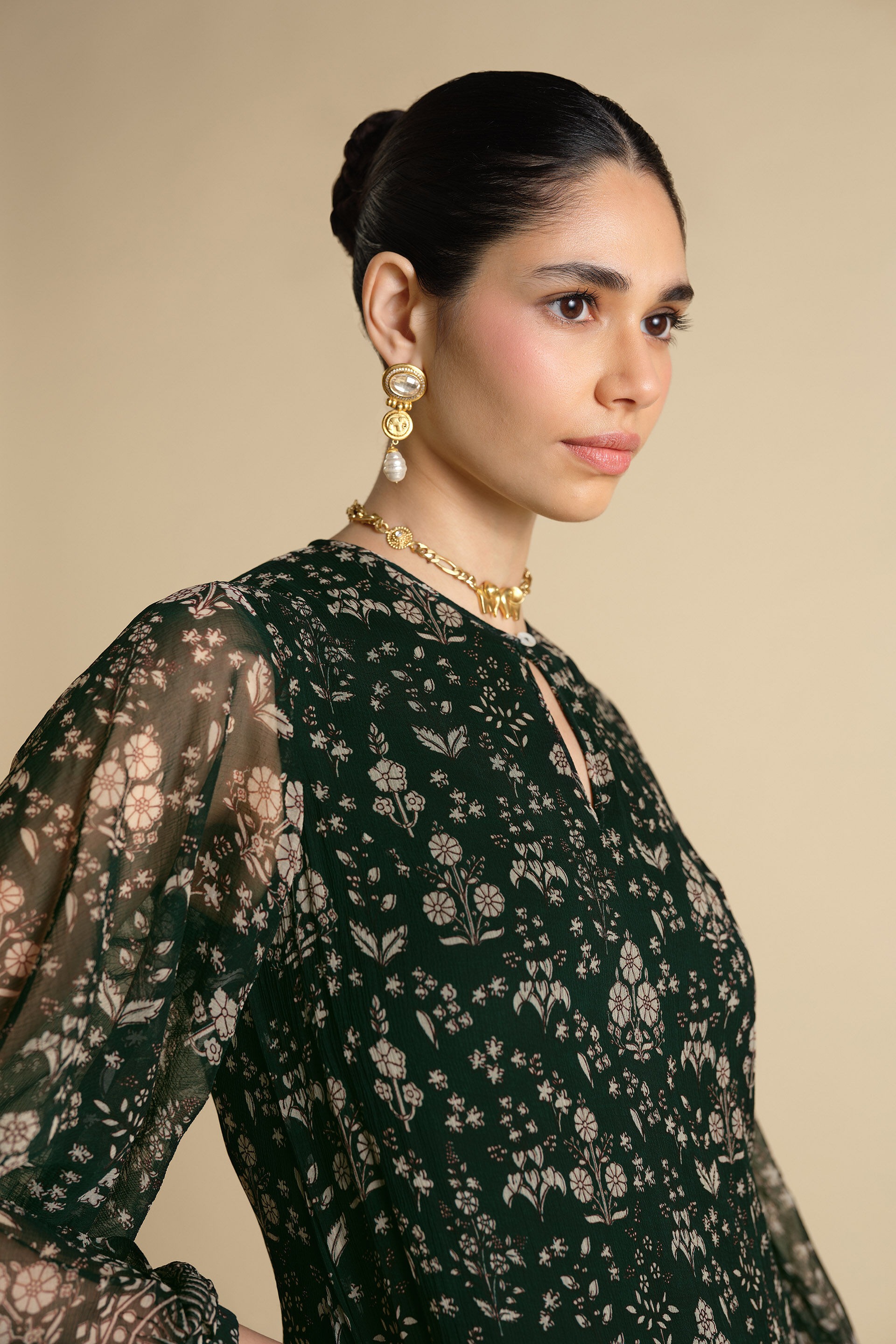 Sithara Printed Kaftan - Green, Green, image 6